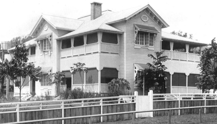 Bellissima Guesthouse, Canungra a large two story building in the old Queenslander style with verandahs on both floors. 